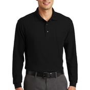 Front view of Long Sleeve Silk Touch Polo With Pocket