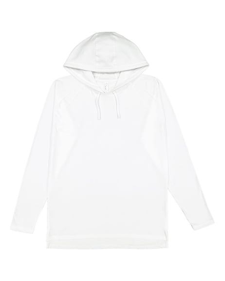 Front view of Fine Jersey Hooded Long Sleeve Raglan T-Shirt
