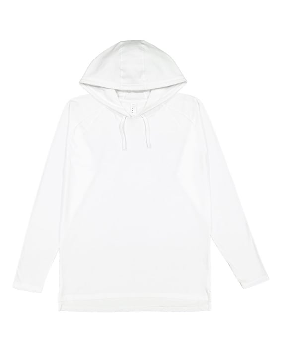 Front view of Fine Jersey Hooded Long Sleeve Raglan T-Shirt