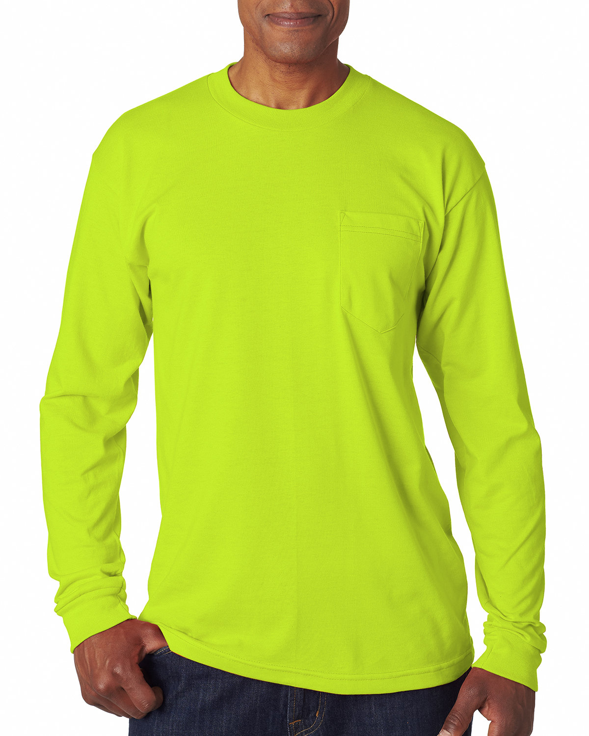 Front view of Adult Long-Sleeve T-Shirt With Pocket
