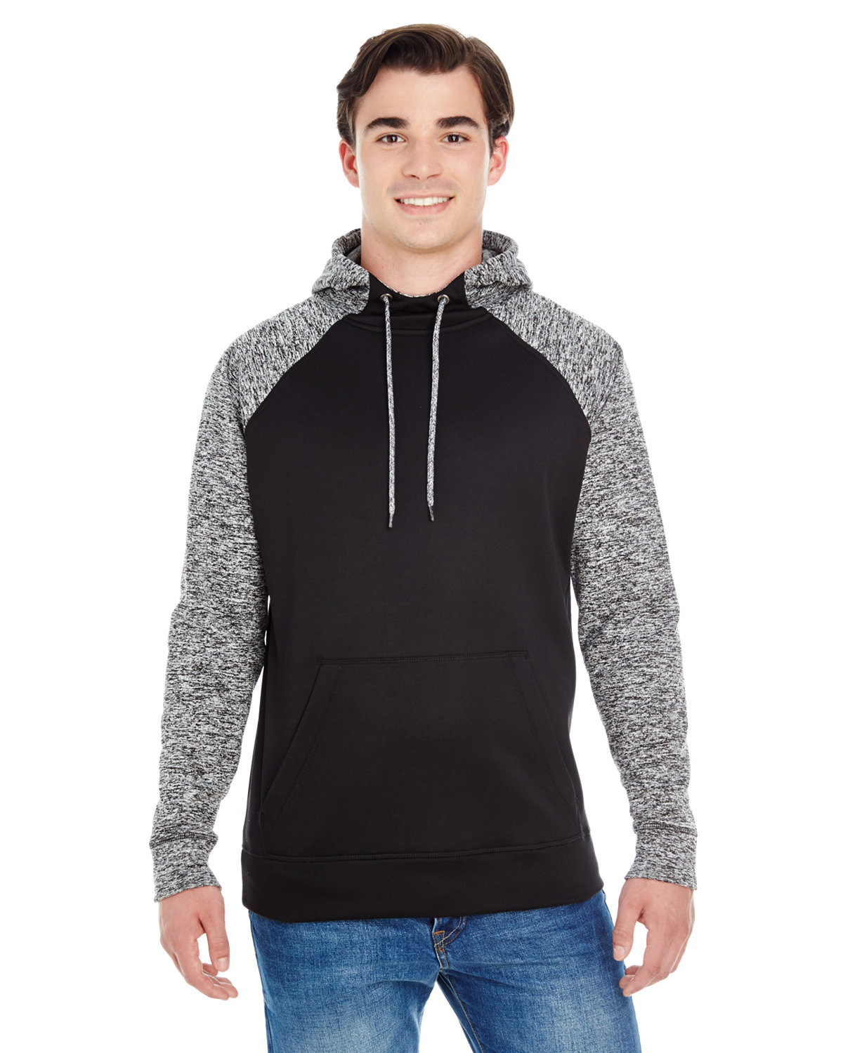 Front view of Adult Colorblock Cosmic Pullover Hooded Sweatshirt