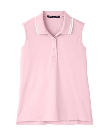 Front view of Women's CrownLux Performance® Plaited Tipped Sleeveless Polo