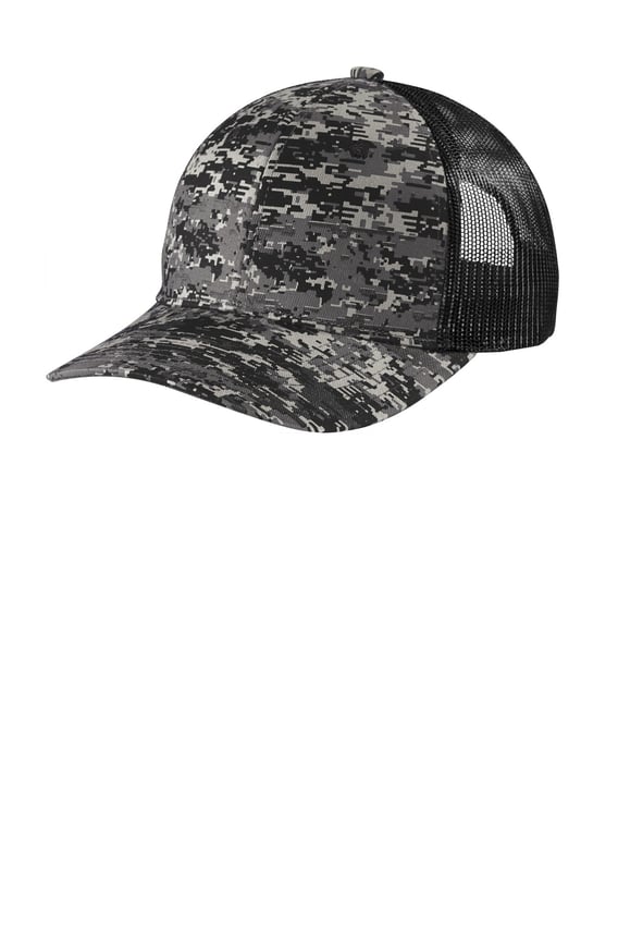Front view of Digi Camo Snapback Trucker Cap