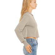 Side view of Ladies’ Cropped Long Sleeve Hoodie T-Shirt