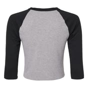 Back view of Women’s Micro Rib 3/4 Raglan Sleeve Baby Tee