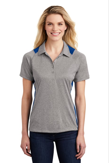 Front view of Women's Heather Colorblock Contender Polo