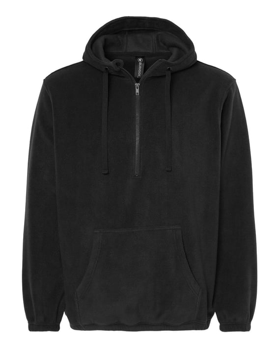 Front view of Polar Fleece Quarter-Zip Hooded Pullover