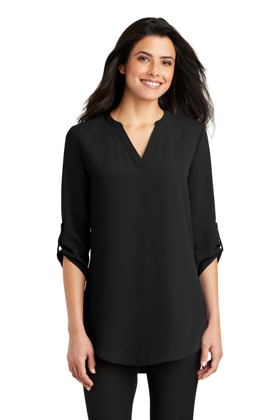 Front view of Ladies 3/4-Sleeve Tunic Blouse