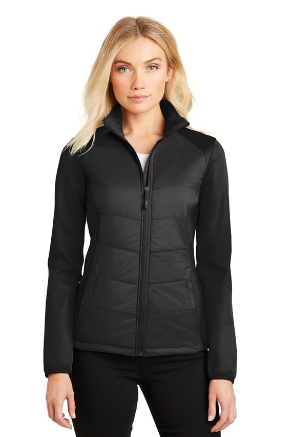 Front view of Ladies Hybrid Soft Shell Jacket