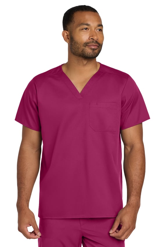 Front view of Unisex WorkFlex Chest Pocket V-Neck Top