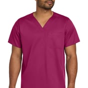 Front view of Unisex WorkFlex Chest Pocket V-Neck Top