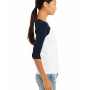 Side view of Ladies’ Baby Rib 3/4-Sleeve Contrast Raglan T-Shirt