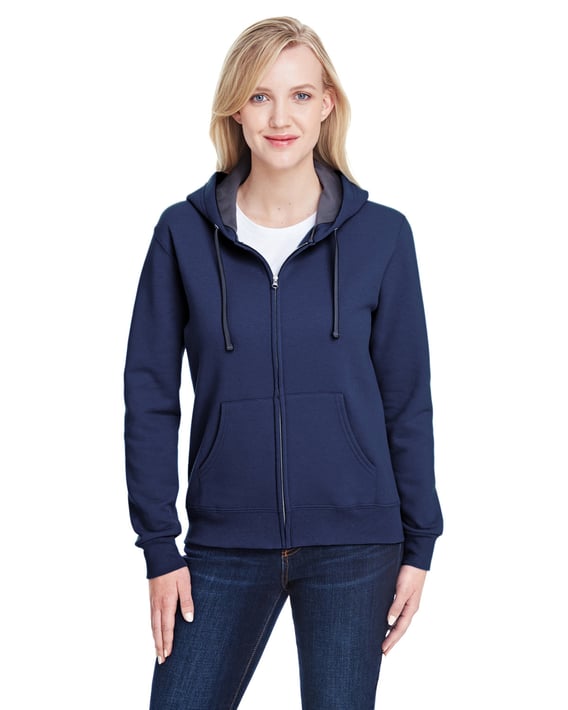 Front view of Ladies’ 7.2 Oz. Sofspun Full-Zip Hooded Sweatshirt