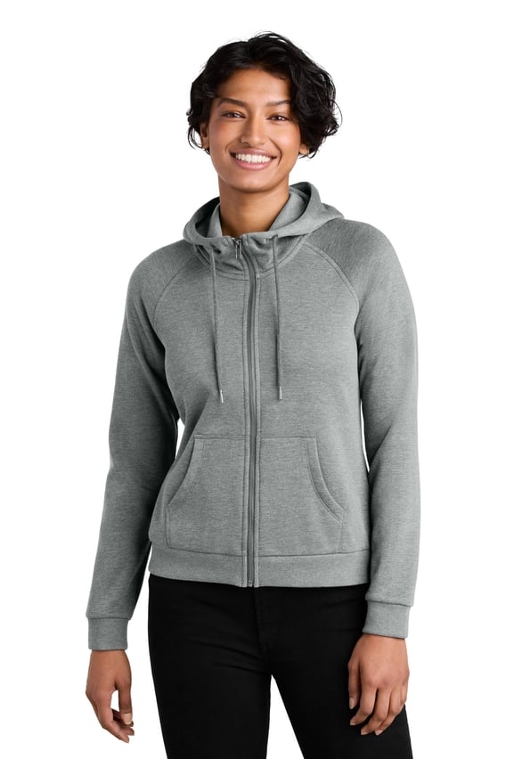 Front view of Women’s Organic CVC Fleece Full-Zip Hoodie