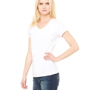 Side view of Ladies’ Jersey Short-Sleeve V-Neck T-Shirt