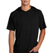 Front view of PosiCharge ® Tri-Blend Wicking Short Sleeve Hoodie