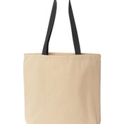 Back view of Natural Tote With Contrast-Color Handles