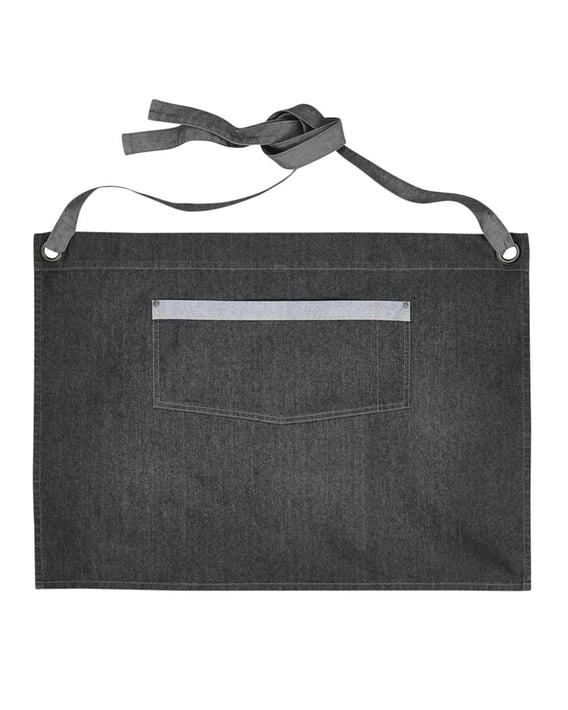 Front view of Domain Contrast Denim Waist Apron With Pocket
