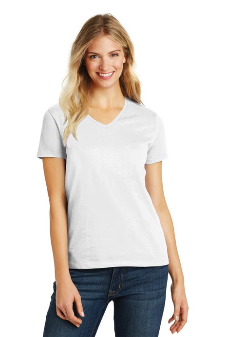 Frontview ofWomen’s Perfect Blend® CVC V-Neck Tee