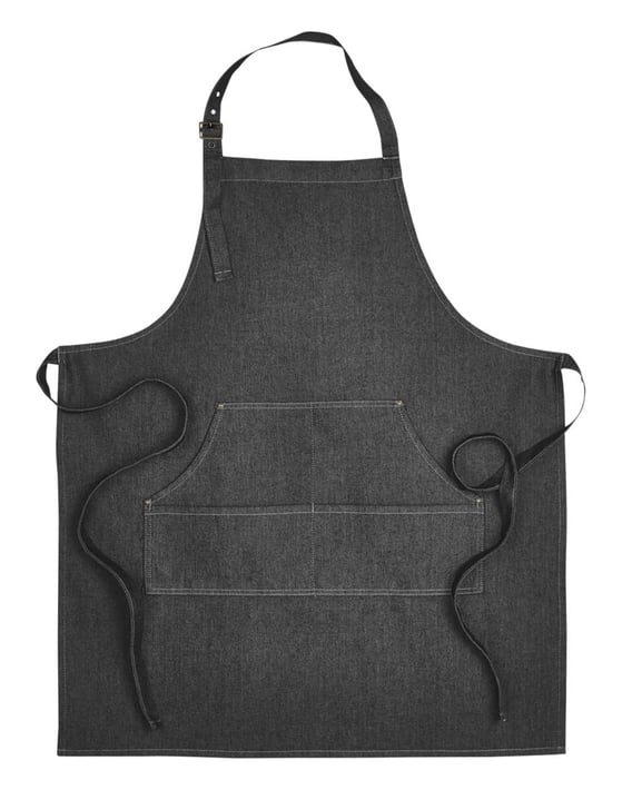 Front view of Four-Pocket Jeans Stitch Denim Bib Apron