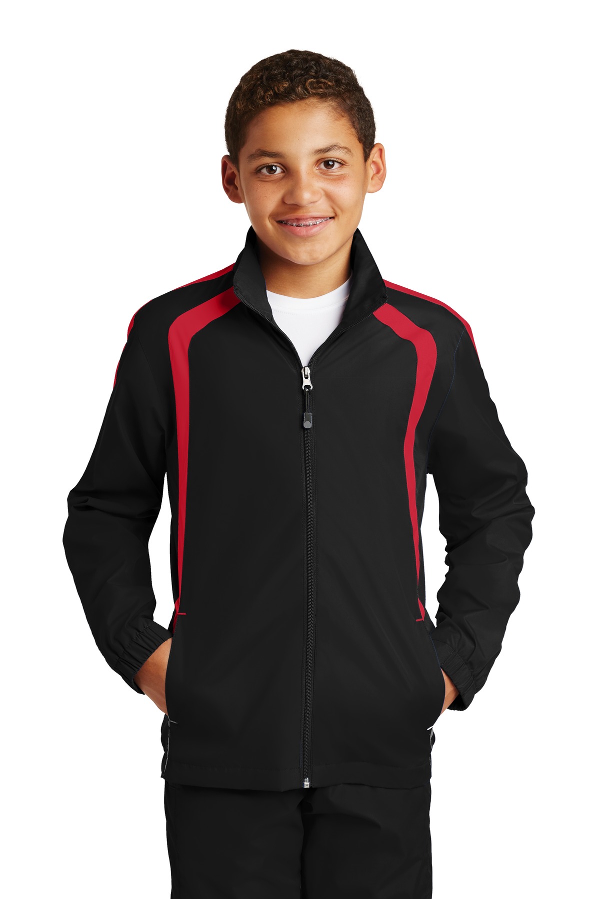 Front view of Youth Colorblock Raglan Jacket