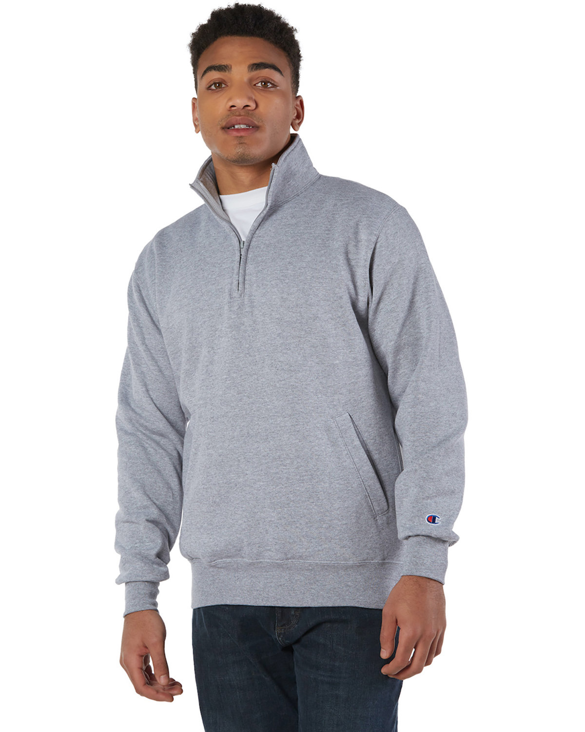 Front view of Adult Powerblend® Quarter-Zip Pullover