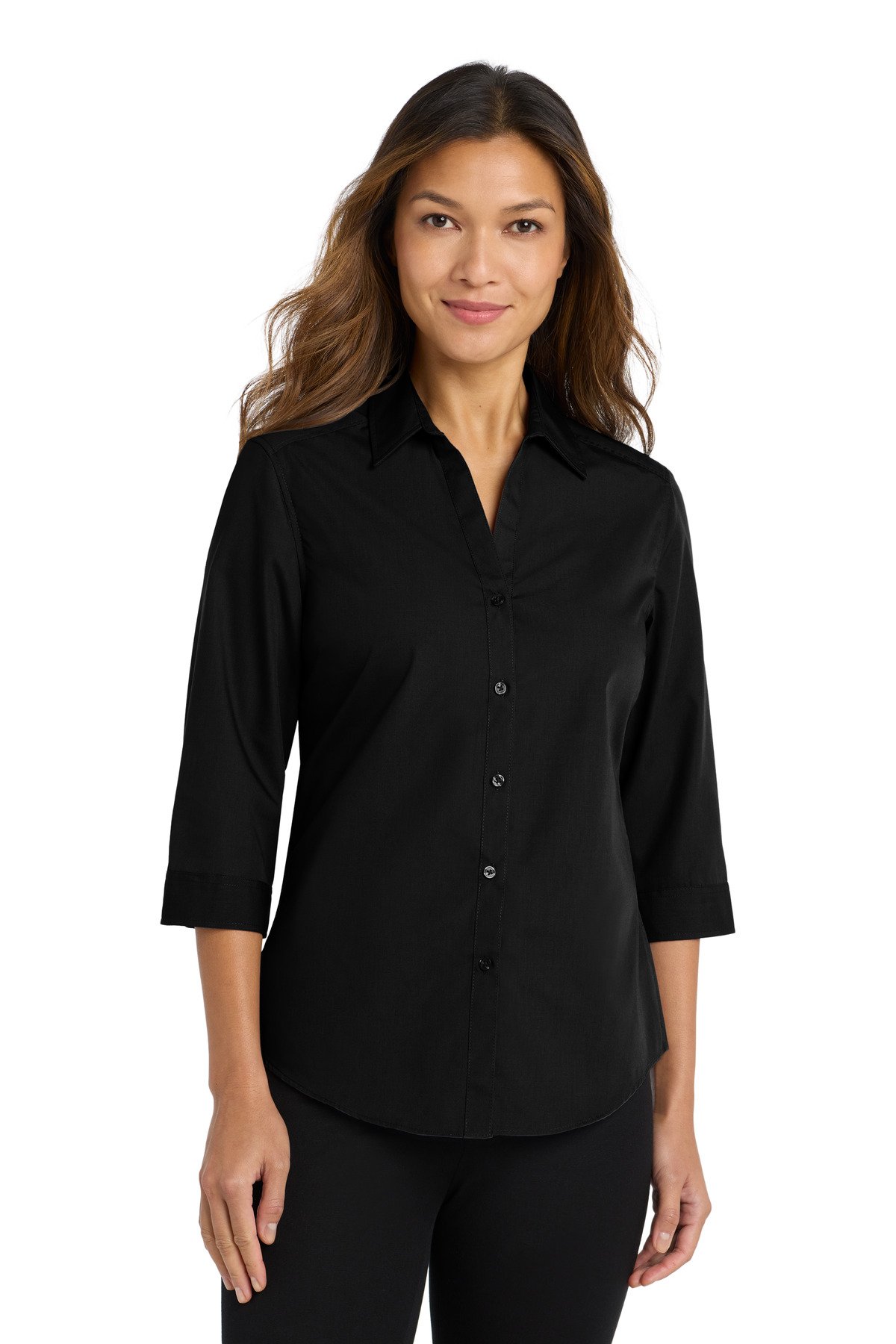 Front view of Women’s 3/4-Sleeve Carefree Poplin Shirt