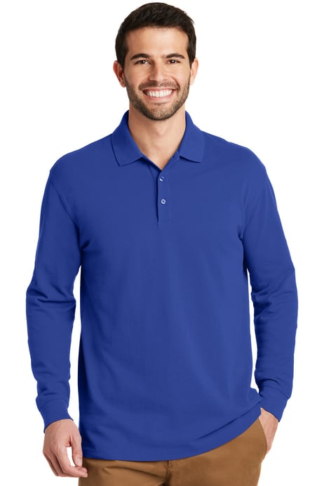 Front view of EZCotton&reg; Long Sleeve Polo