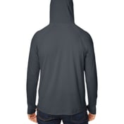 Back view of Unisex JAQ Stretch Performance Hooded T-Shirt