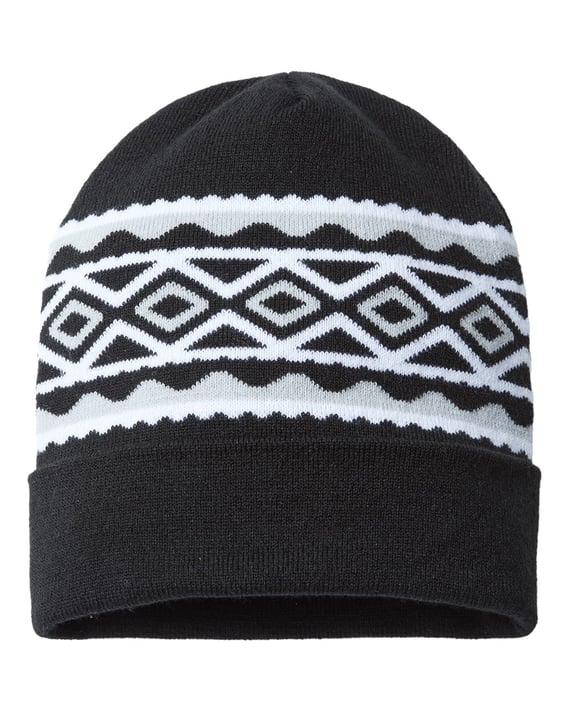 Front view of USA- Made Diamond Cuffed Beanie