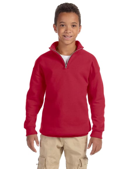 Front view of Youth NuBlend Quarter-Zip Cadet Collar Sweatshirt