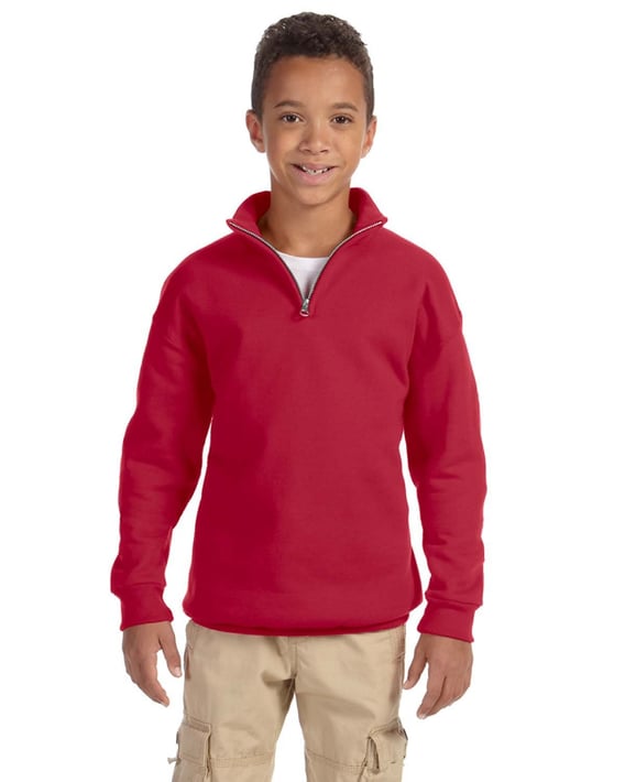 Front view of Youth NuBlend Quarter-Zip Cadet Collar Sweatshirt