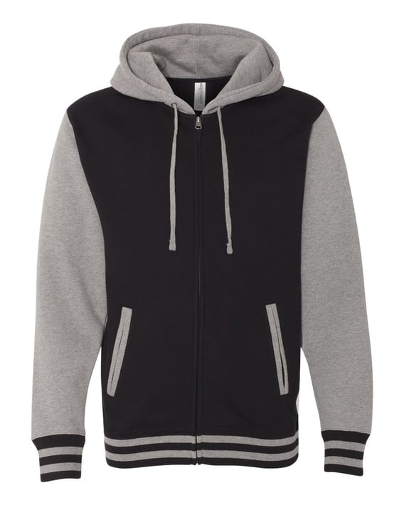 Front view of Heavyweight Varsity Full-Zip Hooded Sweatshirt