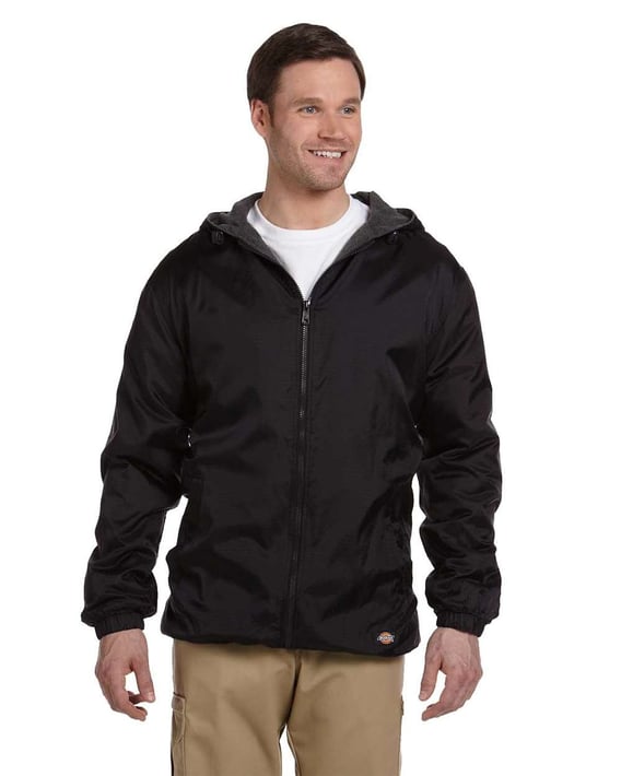 Front view of Fleece Lined Nylon Hooded Jacket