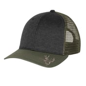 Front view of Structured Mid Profile Heather Trucker Hat