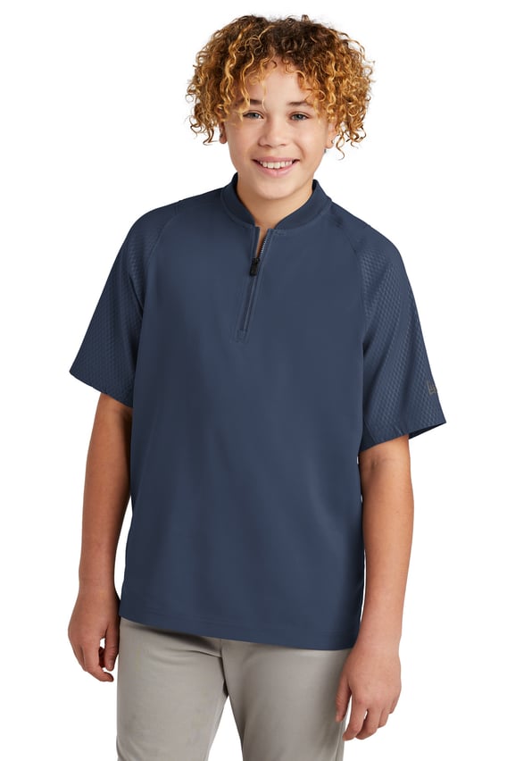 Front view of Youth Cage Short Sleeve 1/4-Zip Jacket