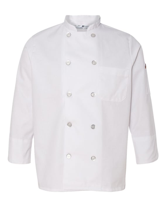 Front view of Women’s Ten Button Chef Coat