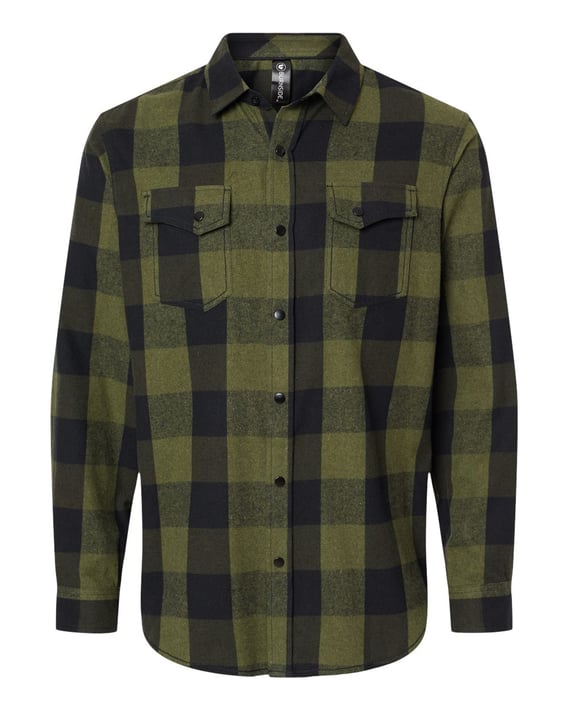 Front view of Snap Front Plaid Flannel Shirt