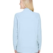 Back view of CrownLux Performance® Ladies’ Clubhouse Micro-Stripe Quarter-Zip
