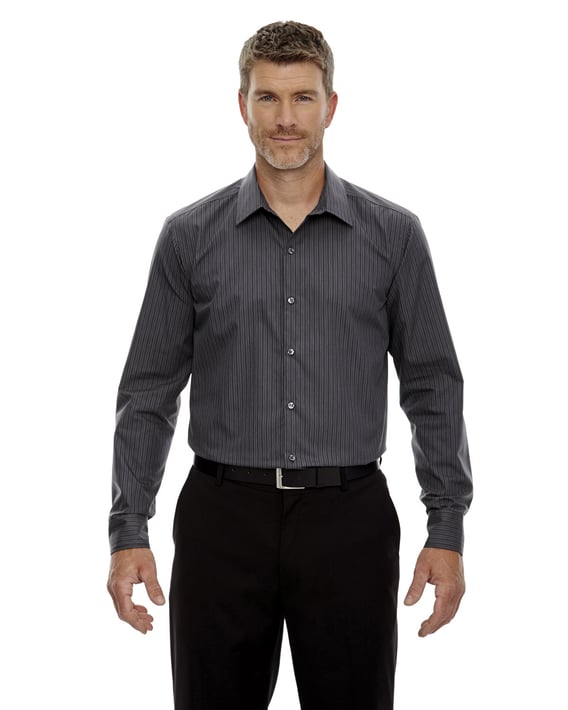 Front view of Men’s Boardwalk Wrinkle-Free Two-Ply 80’s Cotton Striped Tape Shirt