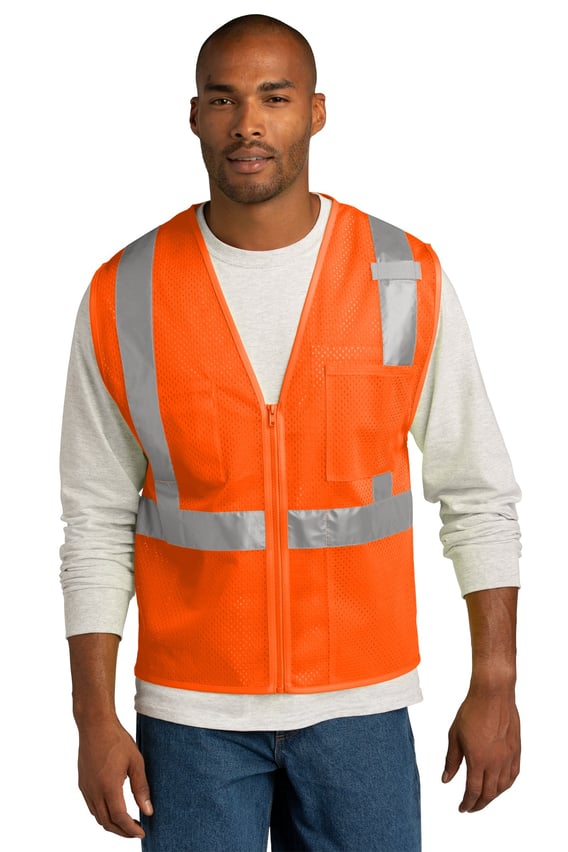 Front view of ANSI 107 Class 2 Mesh Zippered Vest