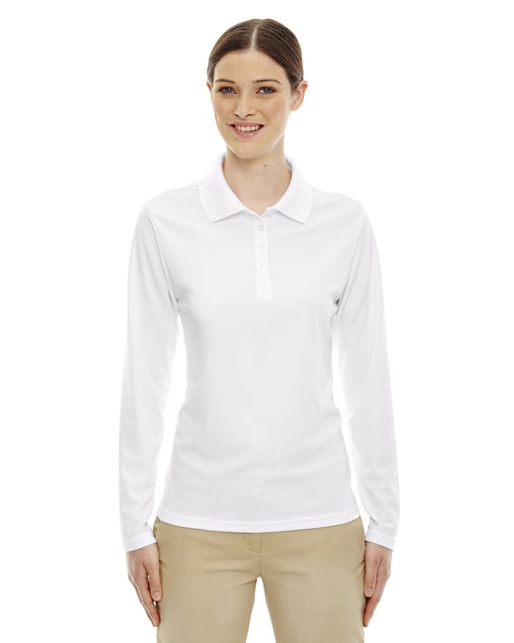 Front view of Ladies’ Pinnacle Performance Long-Sleeve Piqué Polo