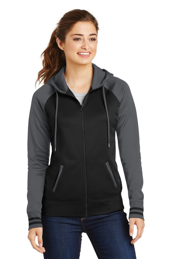 Front view of Women’s Sport-Wick® Varsity Fleece Full-Zip Hooded Jacket