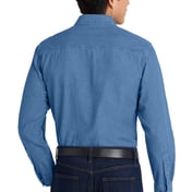 Back view of Tall Long Sleeve Denim Shirt
