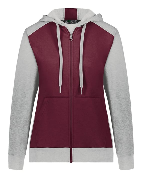 Front view of Women’s Eco Revive™ Three-Season Triblend Fleece Full-Zip Hooded Sweatshirt