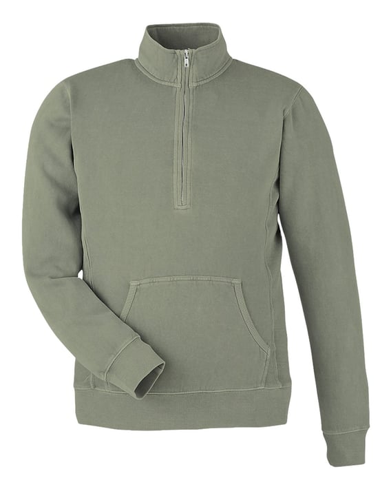 Front view of Pigment-Dyed Fleece Quarter-Zip Pullover