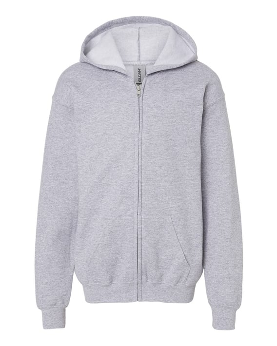 Front view of Heavy Blend™ Youth Full-Zip Hooded Sweatshirt