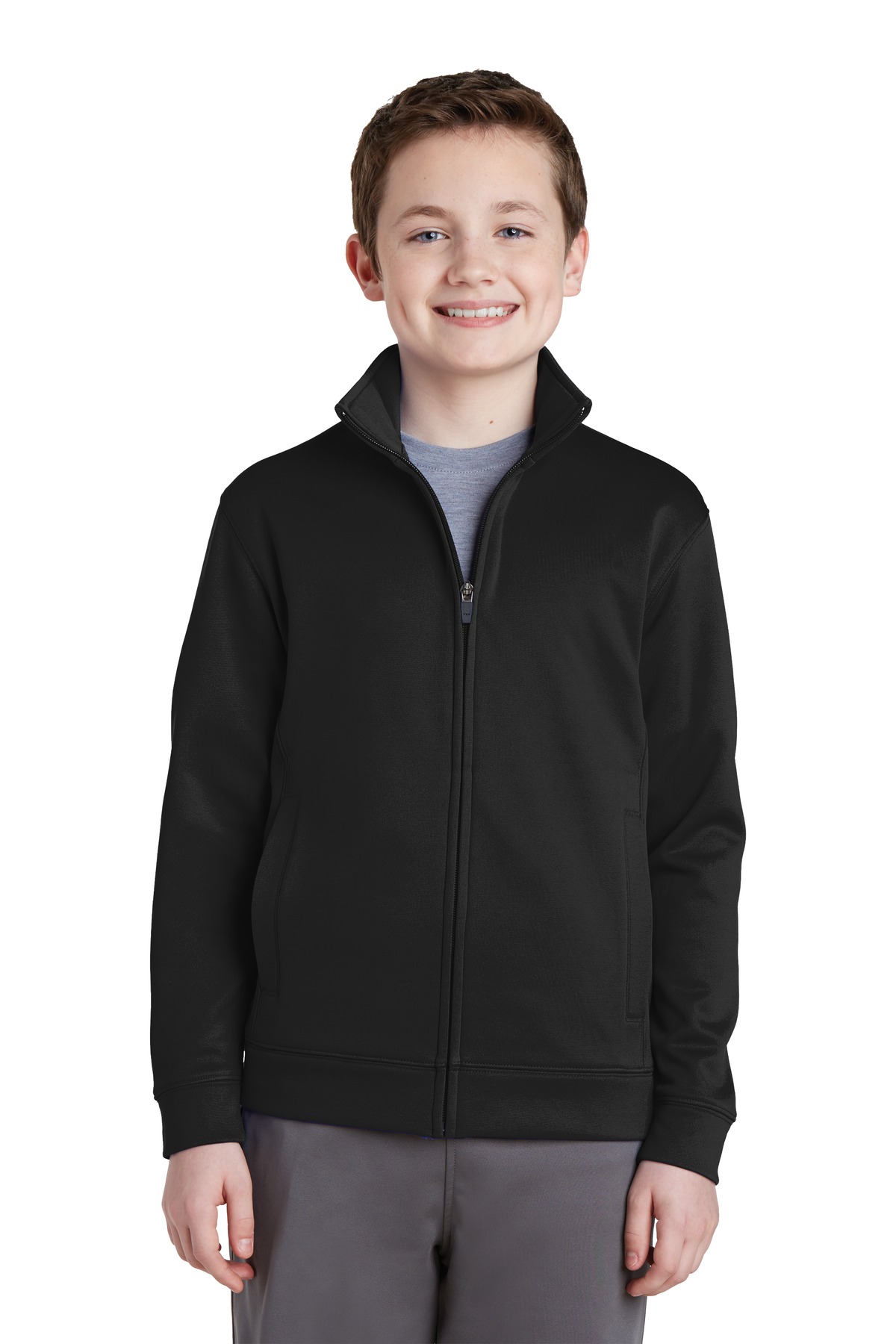 Front view of Youth Sport-Wick® Fleece Full-Zip Jacket
