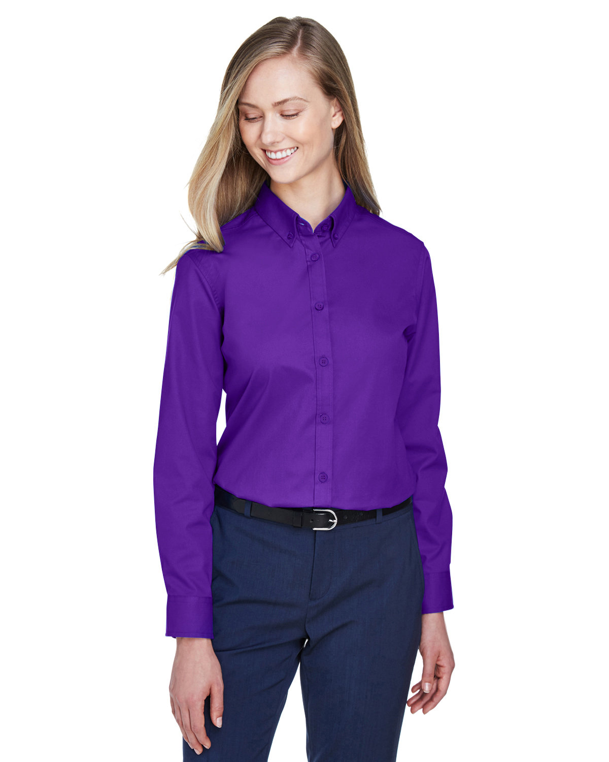 Front view of Ladies’ Operate Long-Sleeve Twill Shirt