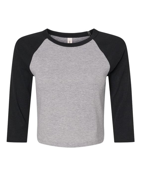 Front view of Women’s Micro Rib 3/4 Raglan Sleeve Baby Tee